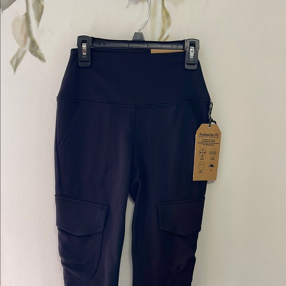 Avalanche Black High Waisted Cargo Compression Leggings